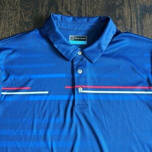 PGA Tour Men’s golf shirt polo size XL blue with red and white stripe